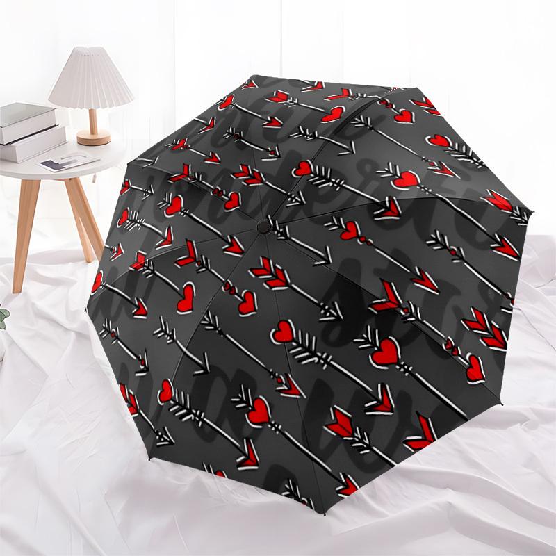 1pc Arrows Hearts Open/Close Folding Umbrella, All- Portable Umbrella for & Men, Stylish Accessory (Holiday Gift) 8-Rib Yy251213168