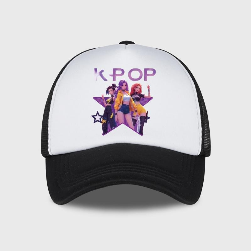 K-POP Girl Group Printed Mesh Cap, Breathable Summer Baseball Cap, Adjustable Unisex Sun Hat, Perfect for K-Pop Fans