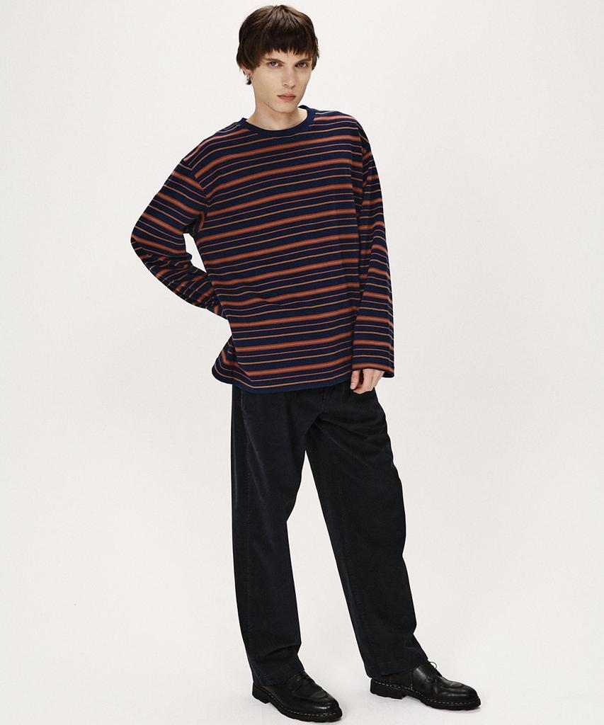 SHIRTER Fine Stripe Ls T-Shirt (Navy Brown)