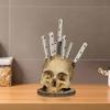 Halloween Skull Knife Holder Resin Decor - Spooky Kitchen Countertop Knife Rack for Horror Theme Party