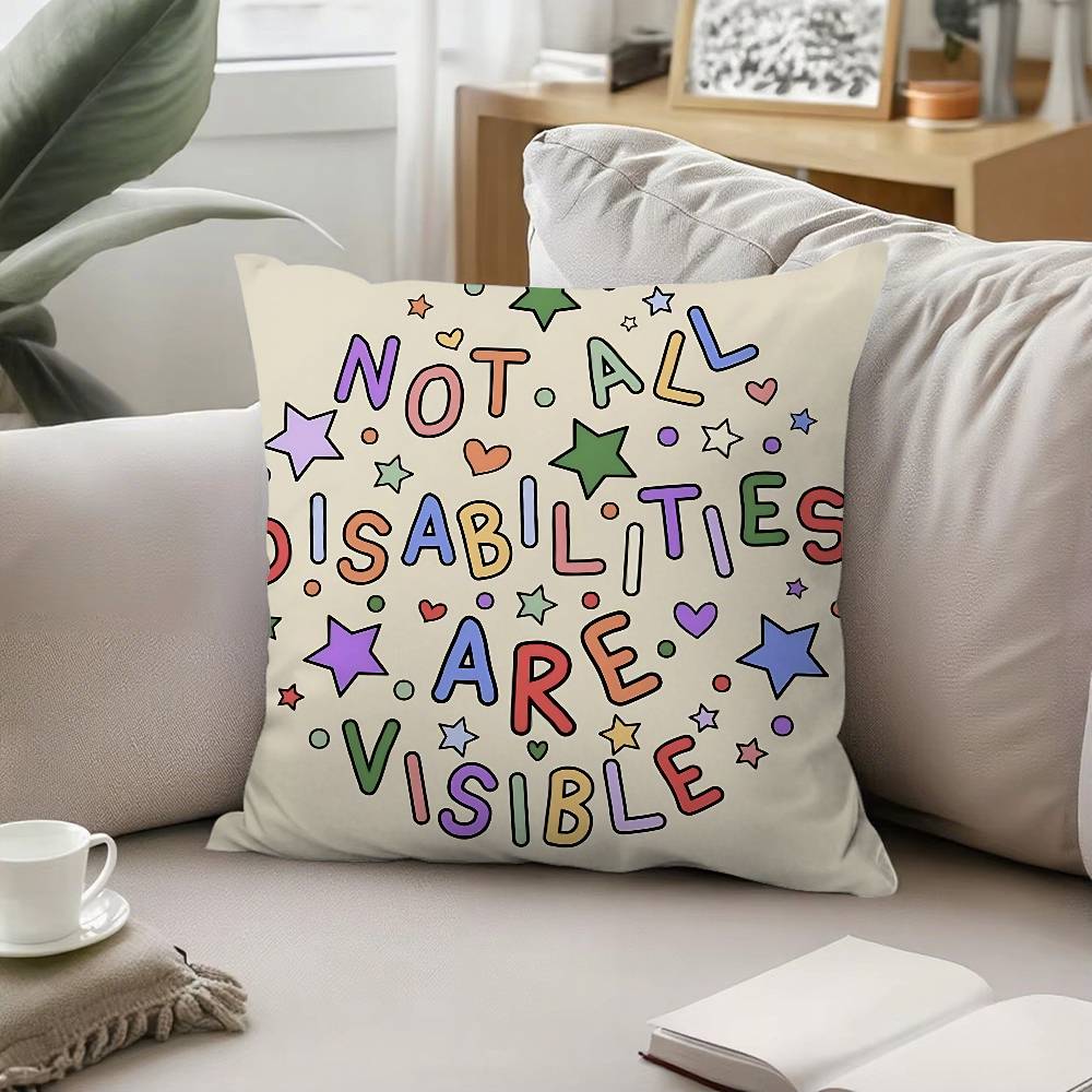 Autism Acceptanc Creative Slogan Pillow Case Cushion Cover Soft Throw Pillow Case For Car Sofa Pillowcase Polyester With Zipper