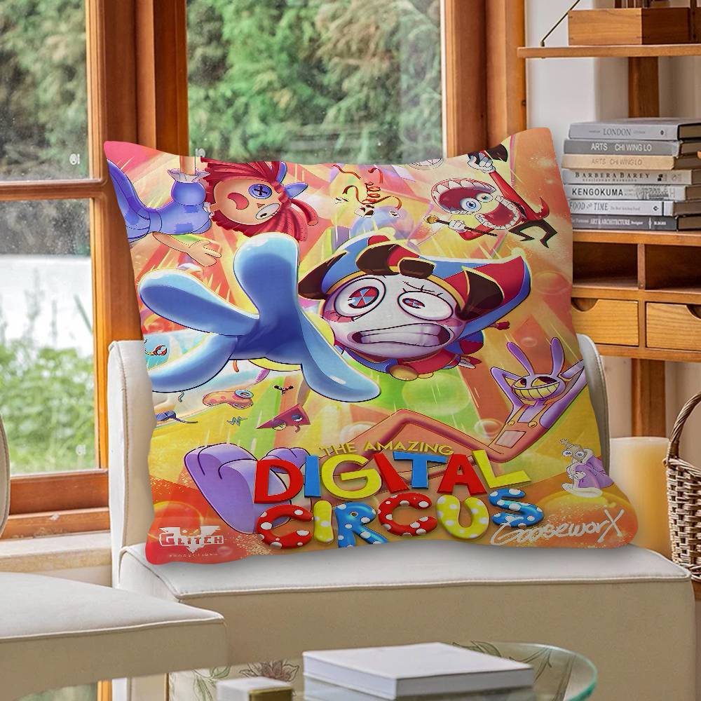 Anime The Amazing Digital Circus Cushion Cover Car Throw Pillow Case For Sofa Car Christmas Gift 40X40Cm 45X45Cm