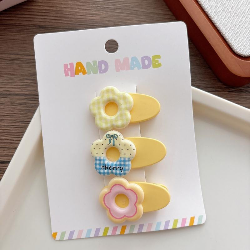 3Pcs/Set Korean Hair Clips Non Slip Girls Floral Barrettes for Baby Side Bangs Toddler Headwear Hair Accessories