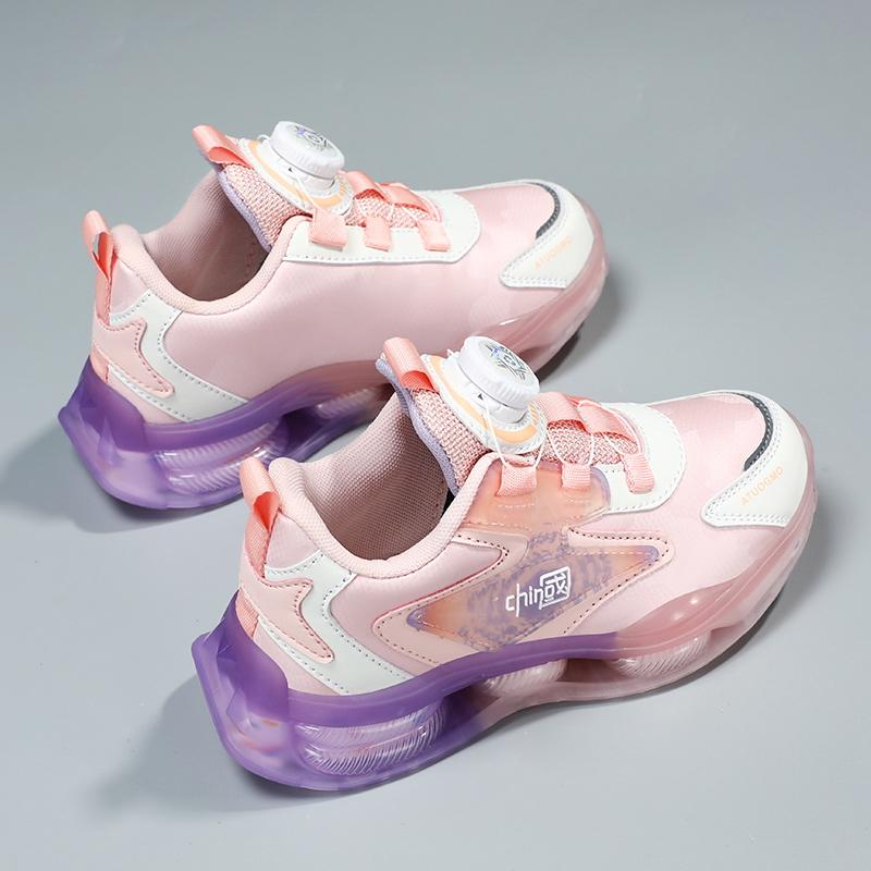 Children's Shoes  Fall rotary button breathable teen girls Shoes Sneakers Student springback running shoes