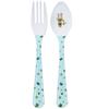 [R1186] - Couverts enfant mélamine 'Saperlipopette' turquoise (Chameau Joe) - 16 cm