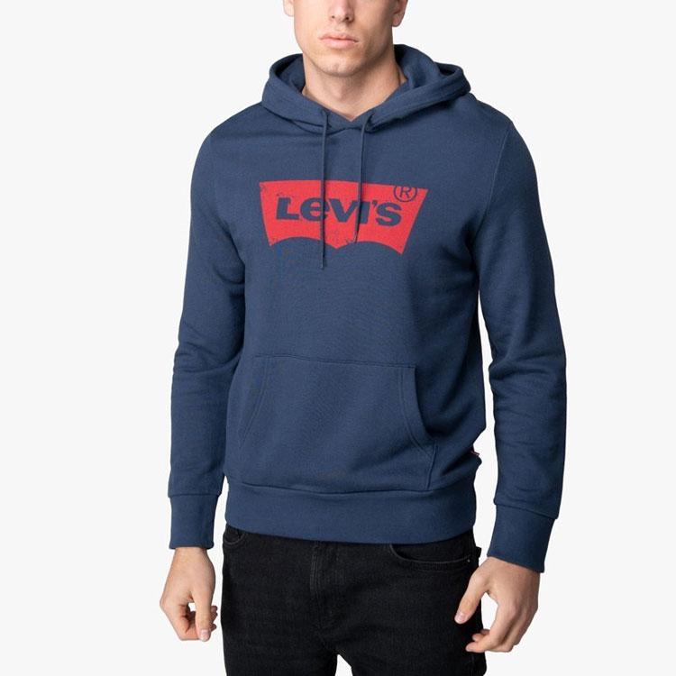 Levis Letter Logo Printed Casual Hoodie Unisex Hoodies Blue 19622-0007