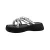 Muffin thick-soled open-toed cool slippers summer new shoes rhinestone toe wear one-word slippers women