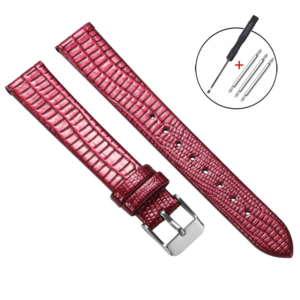 Silm Leather Watch Strap Universal 8/10/12/14/16mm Straps Soft Glossy Leather Bands Women Ultra-thin Wrist Belt with Pin Buckle