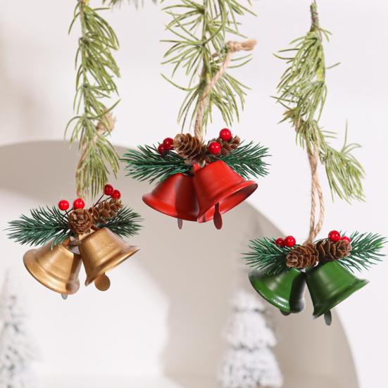 1/4Pcs Christmas Bells Easy Installation Lanyard Design Pine Cone Shape Xmas Bells Doors Windows Tree Decor