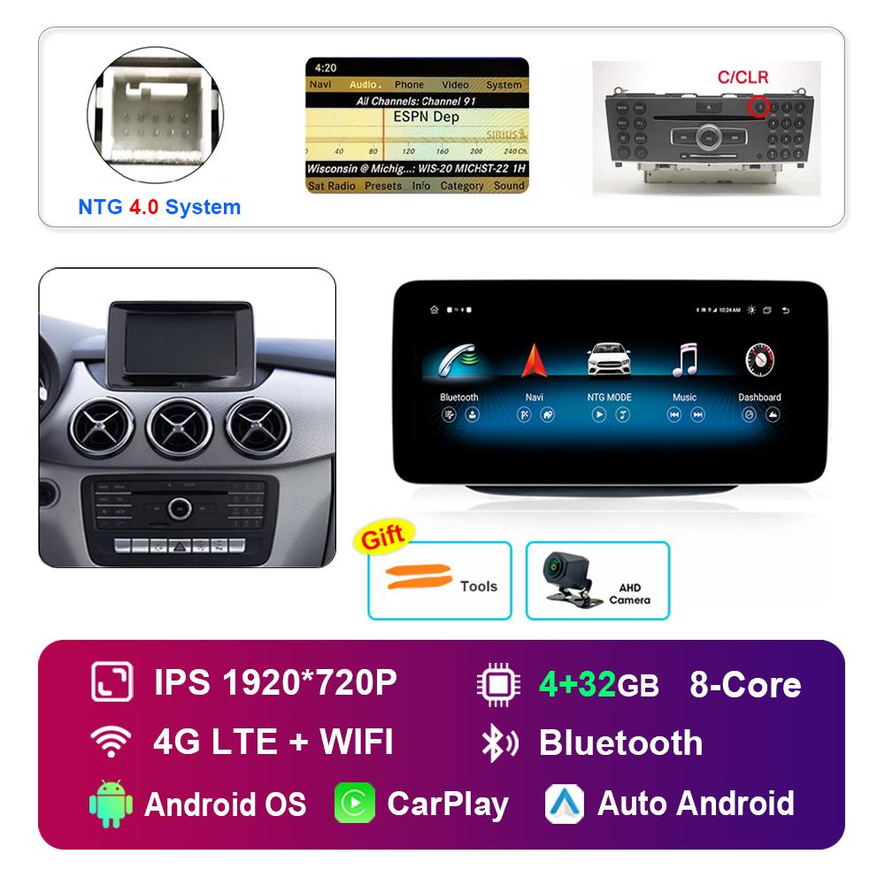 10.25 Inch 1920*720P for Benz B-Class W246 W245 2011 - 2019 NTG 4.0 4.5 System Android Car Radio Multimedia Player GPS 4G WiFi