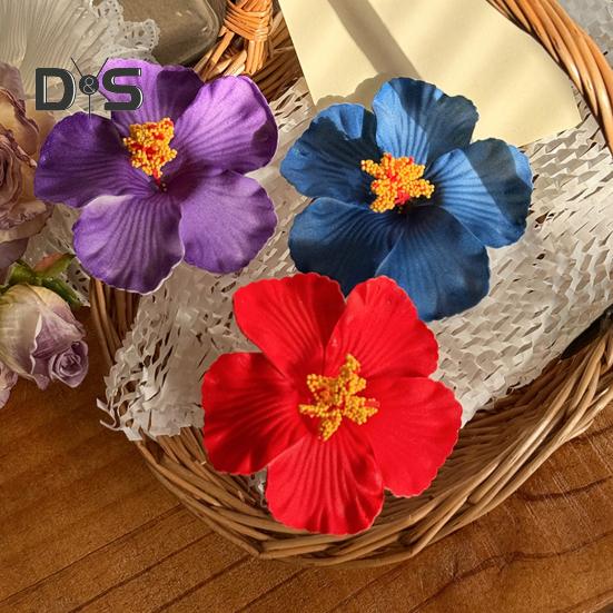 Women Hair Clip Vibrant Color Imitation Flower Decor Beach Vacation Hair Pin Party Wear Hair Accessory