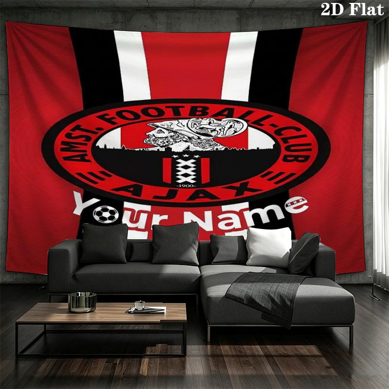 Ajax Fan Gear Custom Name Wall Tapestry Aesthetic Wall Hanging Printed Fabric Blanket Decorative Tapestries For Bedroom Living Room Home Decor