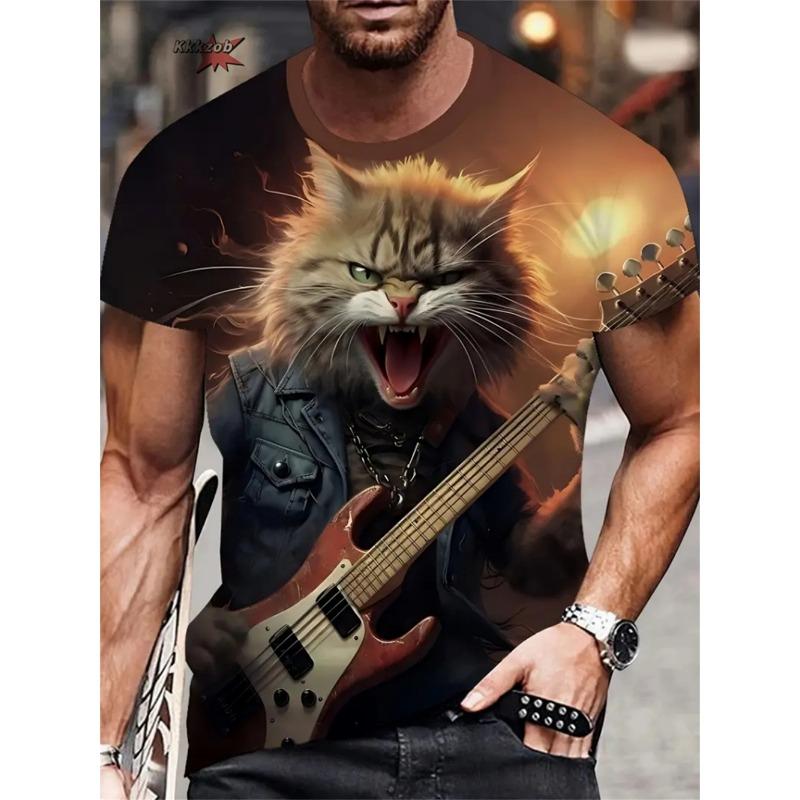 Men's 3D Warrior Cat Pattern Animal Printed T-shirt
