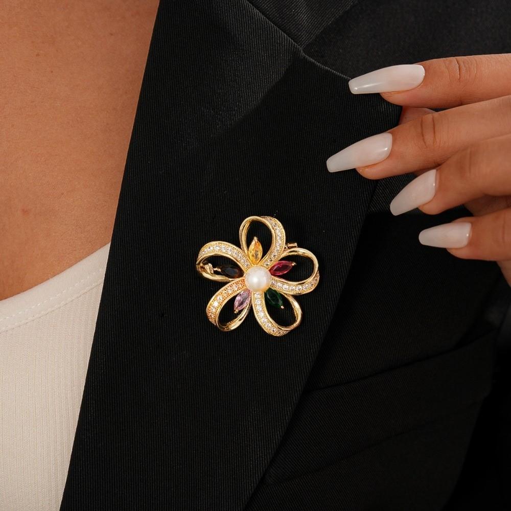 Chest Flower Long Leaf Pin Flower/Bow/Cherry/Starfish Metal Brooch  Men/Women Suit