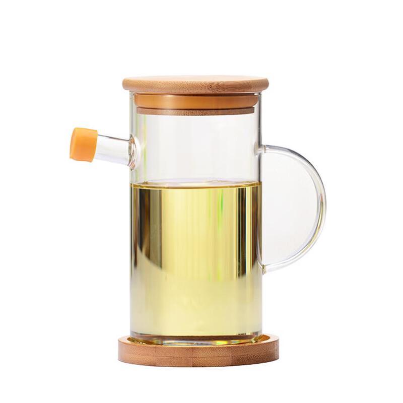 Glass Oil Dispenser with Bamboo Lid
