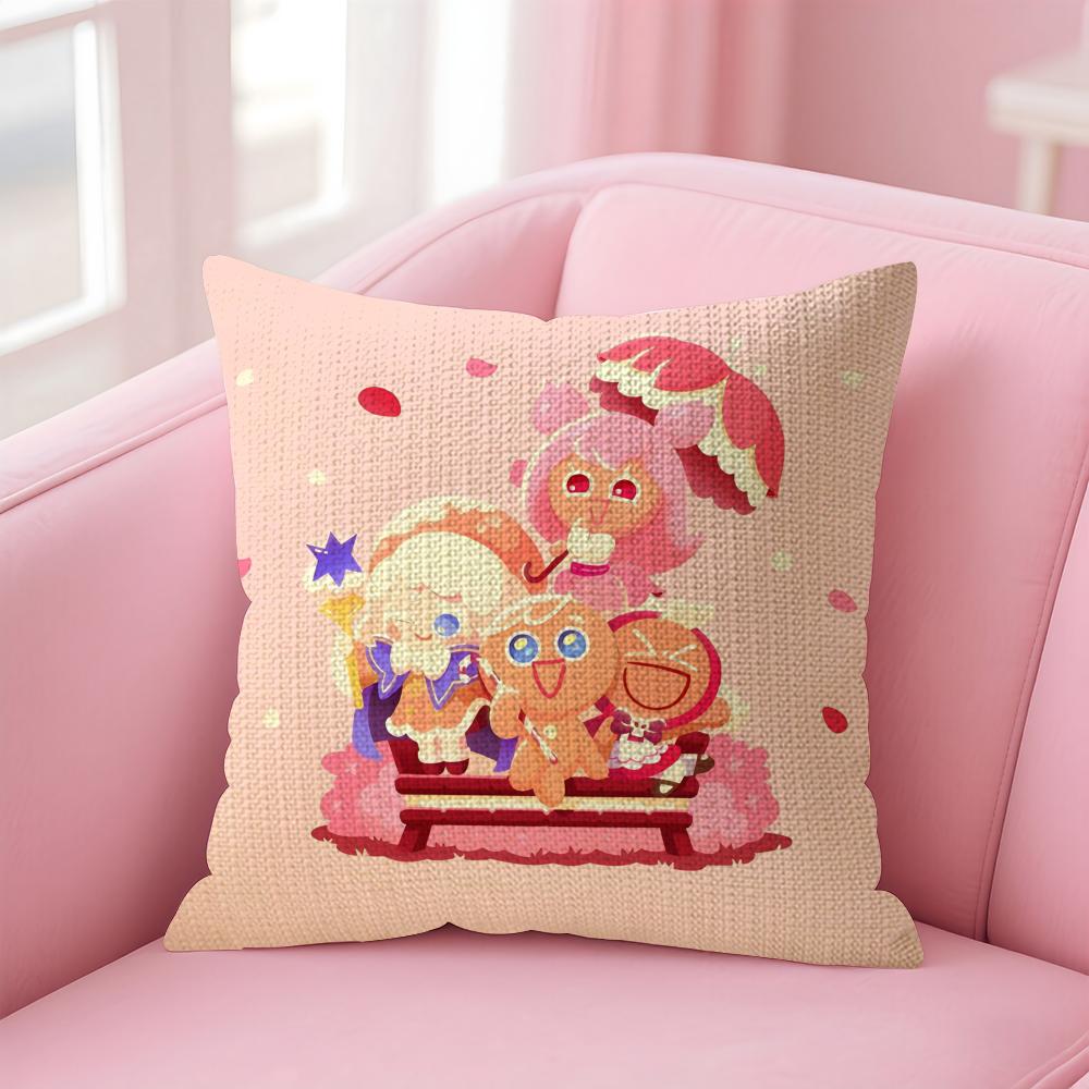 Game CCookie Run Kingdom Cushion Cover Natural Linen Pillow Case DoubleSided Print Decorative Sofa Pillowcase Home Decor Gift