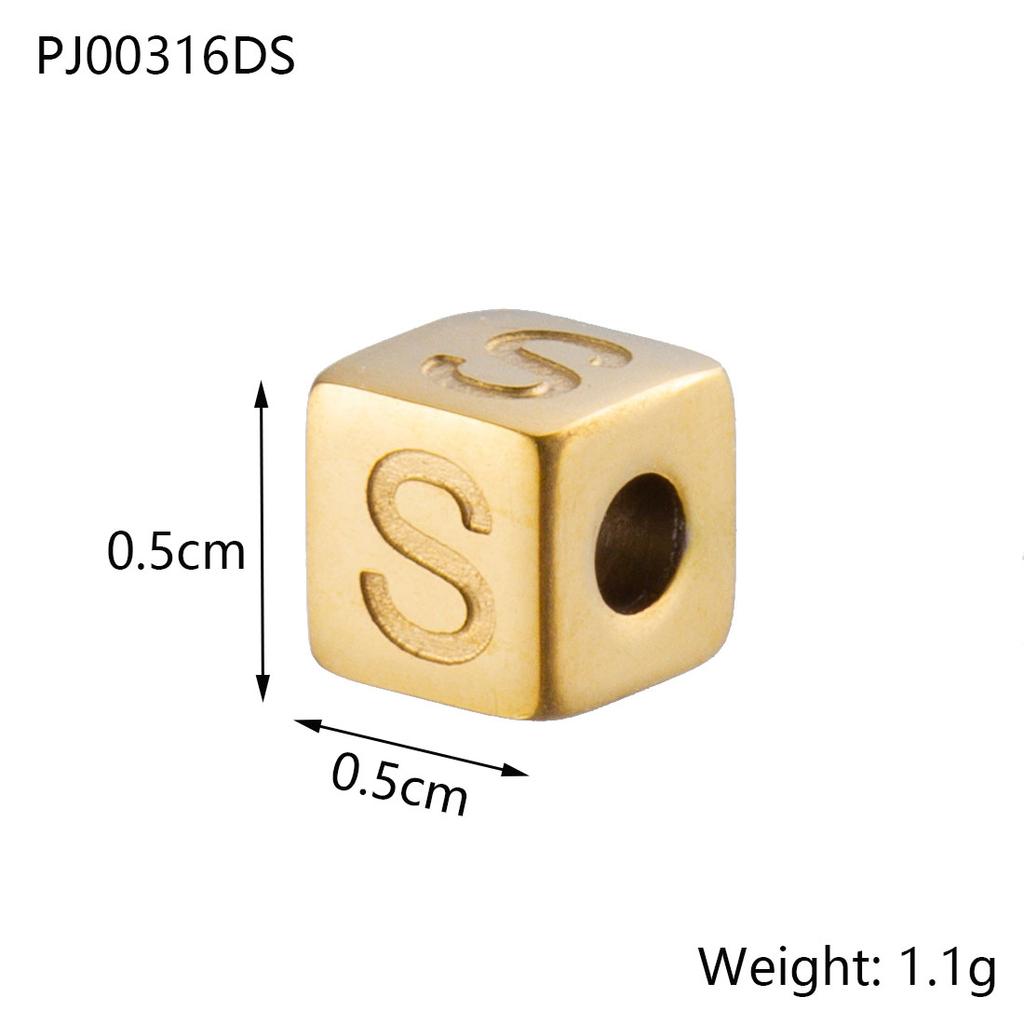 CARLIDANA Stainless Steel Square Charms A-Z Letter Loose Spacer Beads Pendant DIY Bracelet Necklace Jewelry Making Accessories