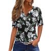 Women's T Shirt Tee Print Button Short Sleeve Daily Weekend Fashion Basic V- Neck Regular Top