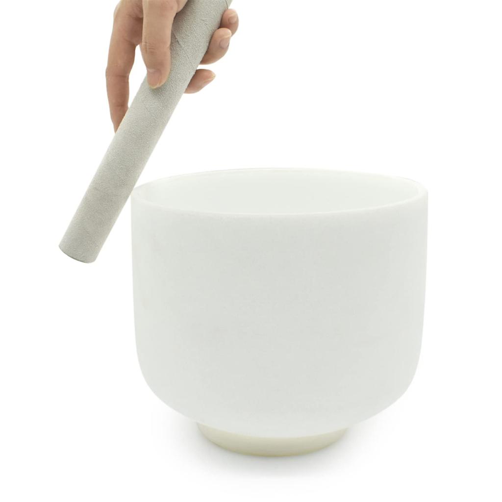 Ennbom Crystal Bowl Singing Bowl with Suede Mallet and Rubber Ring Meditation White (8 inches)