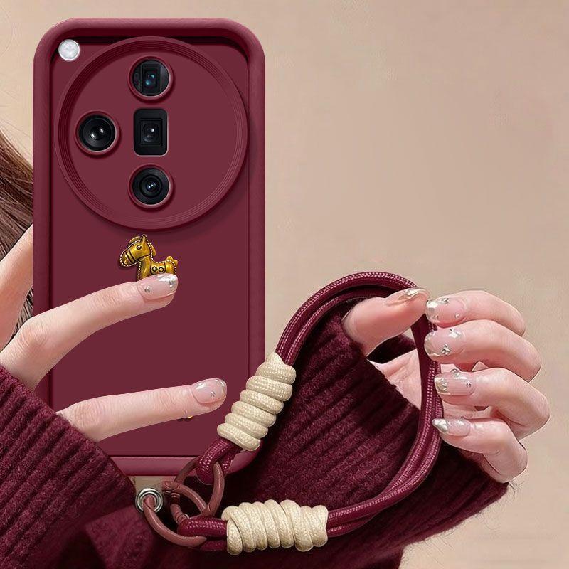 Cute 3D Gold Horse With Lanyard Phone Case For OPPO Find X9 X8 X8S Plus X7 Ultra Pro Cover Find X7Pro