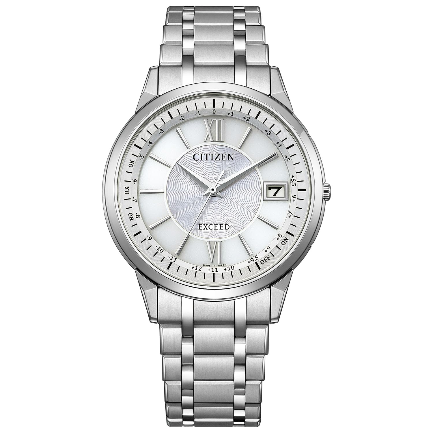 

Водонепроникний темно-сріблястий радіогодинник Exceed Light Powered Eco Drive [Citizen] CB1140-61D для чоловіків білий