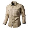 Camicie Cargo in Cotone Primavera Autunno Uomo Manica Lunga Outdoor Casual Stile Papà Top Uomo Camicia Casual Gioventù di Mezza Età Blusa