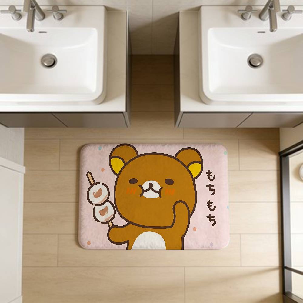 Kawaii Rilakkuma Bear Floor Mat INS Style Soft Bedroom Floor House Laundry Room Mat Anti-skid Household Carpets