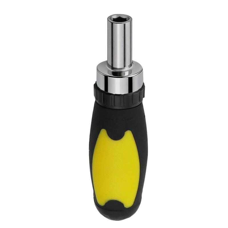 Compact Home Ratchet Screwdriver with 6.35mm Hex Socket & Magnetic Ring Ratchet Screwdriver Handle