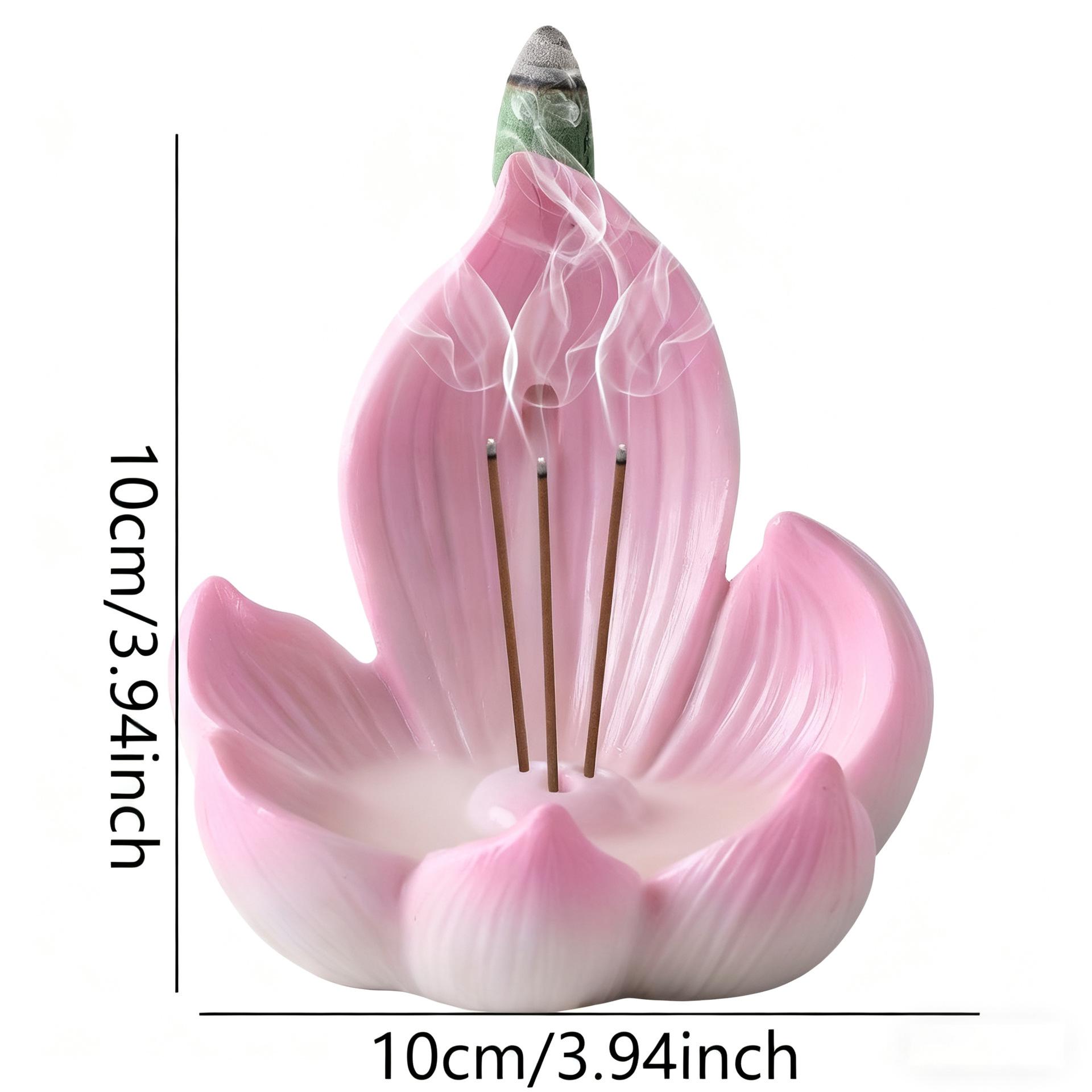 

Resin Lotus Incense Burner Holder for Sticks Handmade Pink Flower Incense Ash Catcher for Yoga Meditation Spa Home Decor розовый