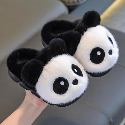 Cozy Panda Cotton Slippers for Kids, Warm Velvet, Furry, Parent-Child Style, Sizes for Toddlers To Medium Children