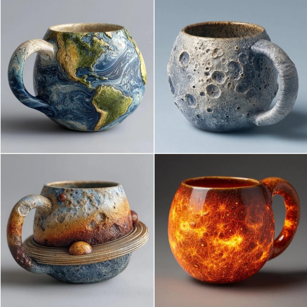Comfortable Home Life Planetary Mug Collection Cosmic Resin Cups Earth Moon Saturn Sun Shaped Coffee Mug Gift For Amateur Astronomer