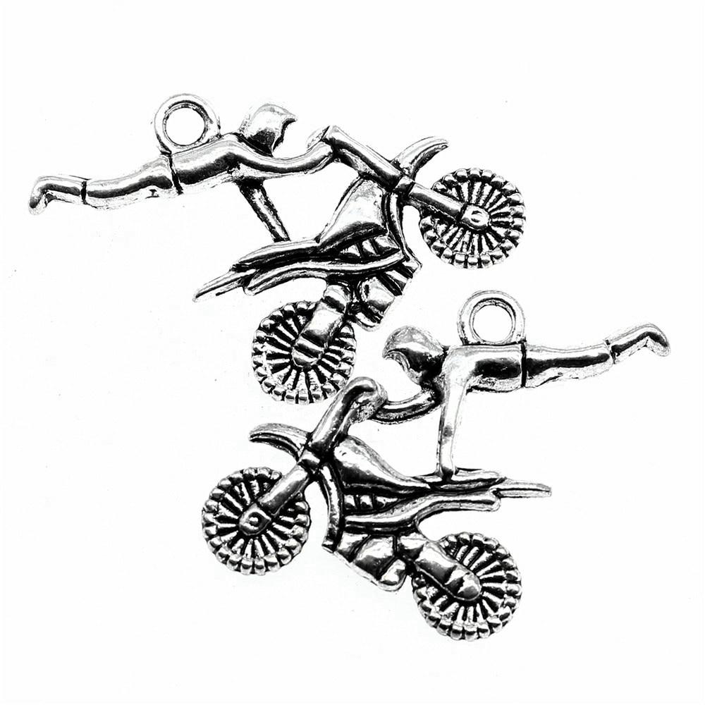 

10шт Мотоцикл Атлетика Амулеты Шармы Античное серебро Цвет Цинковый сплав 25X25mm