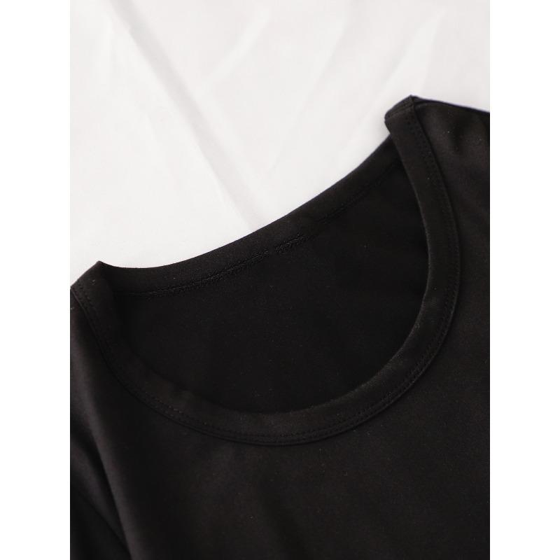 Damen T-Shirt mit kurzen Ärmeln in Normalgröße - Einfaches geometrisches Muster, Rundhalsausschnitt, Lockerer Schnitt, Lässiges Oberteil,