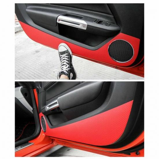 Carbon Fiber Car Door Anti Kick PVC Pad Protective For Ford Mustang 2015-2018