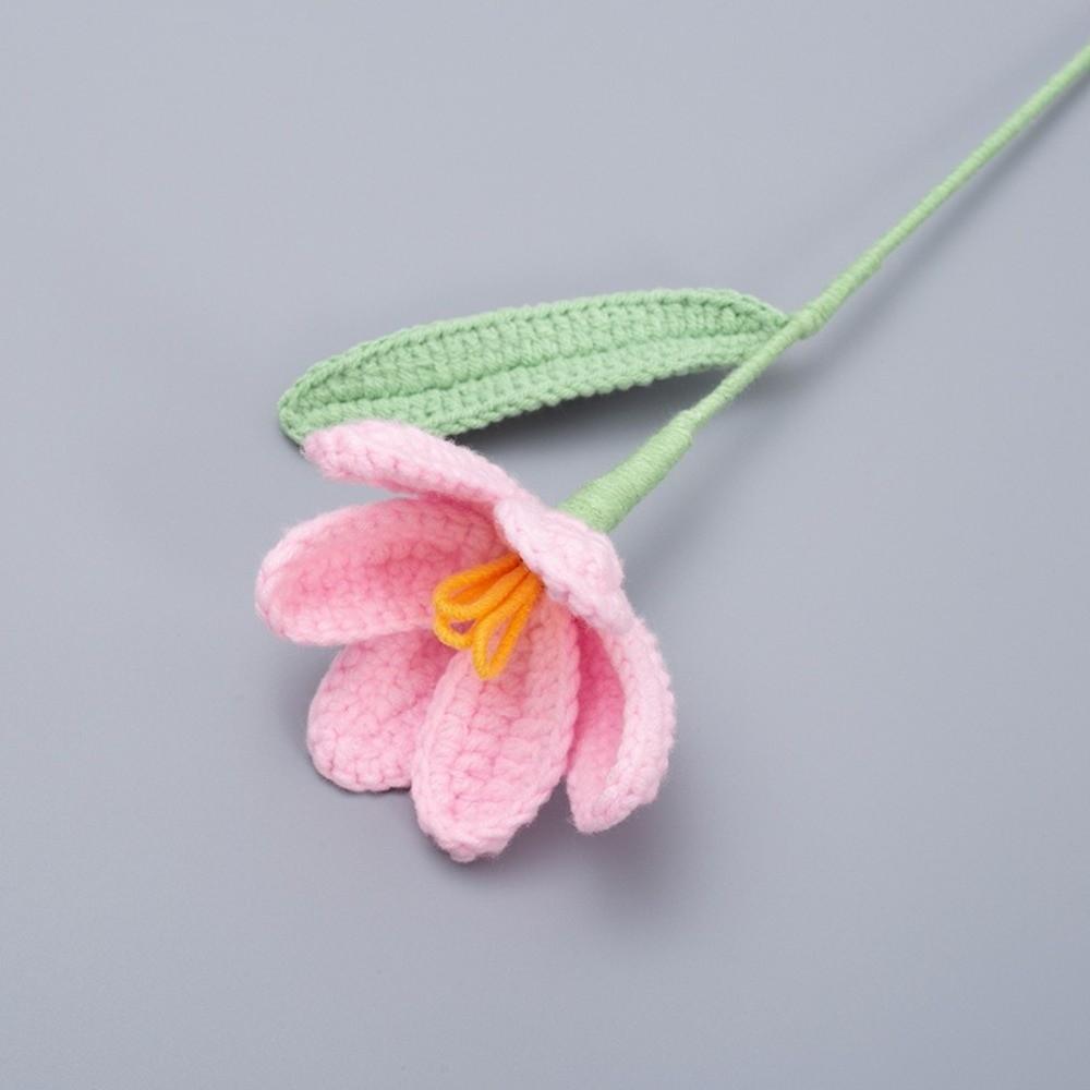 Creative Knitted Crochet Flower Handcrafted Crochet Knitted Bouquet Tulip Yarn  Valentine's Day