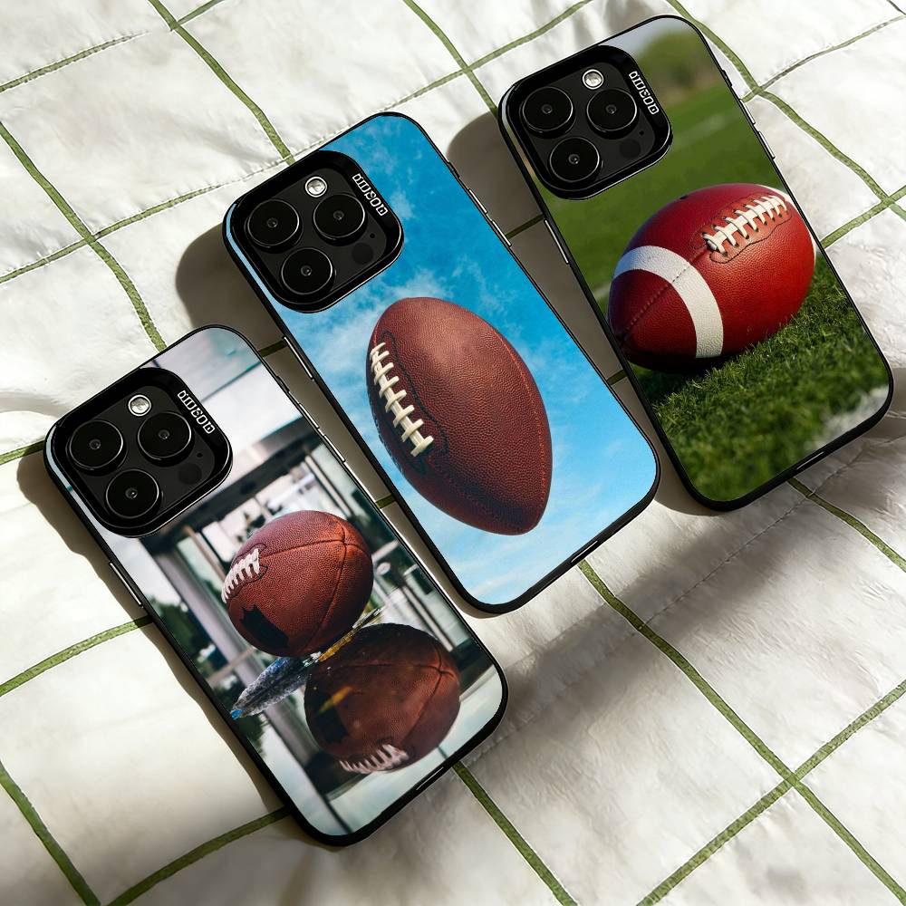 American Football Sport Phone Case For iPhone 17,16,15,14,13,12,11 Plus,Pro Max,XS,Colorful Silver Black Cover