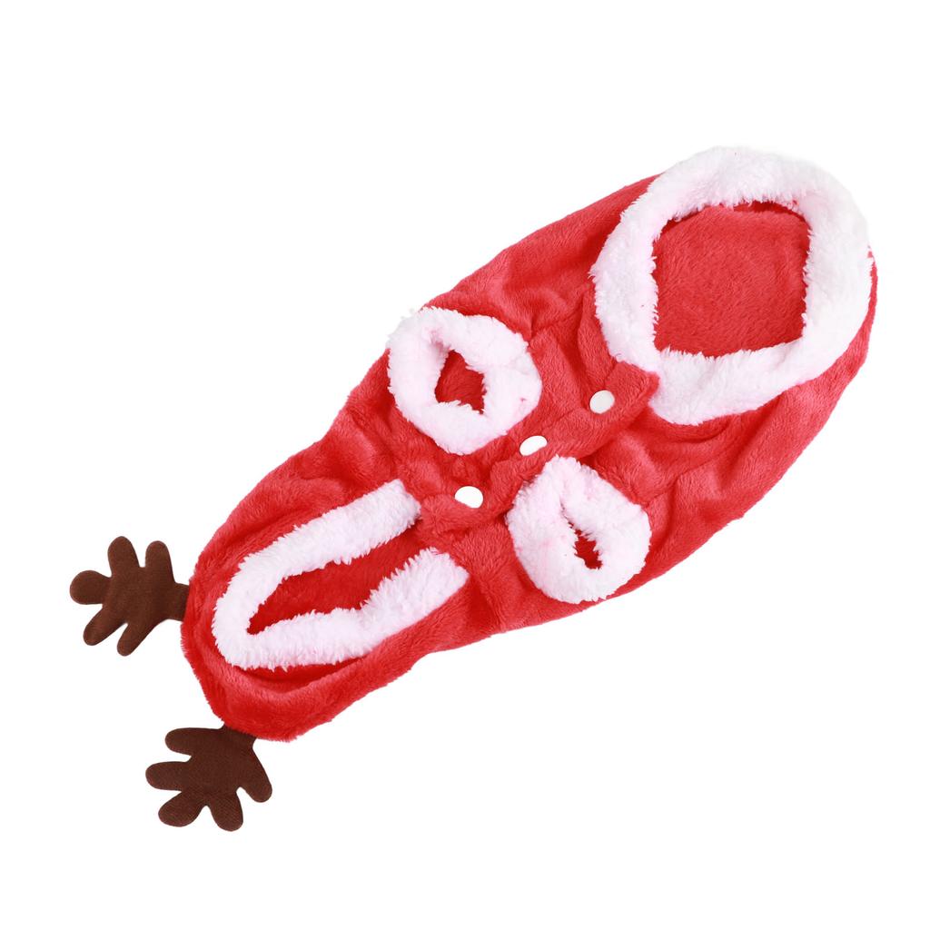 Pet Christmas Clothes Flannel Snap Buttons Closure Hooded Dog Costume Coat for Cat Puppy Chinchillas Rabbits M 1 Piece