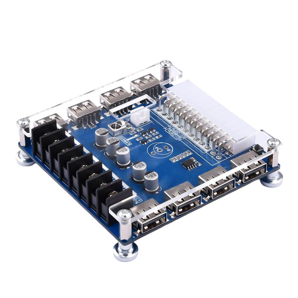 24 Pins ATX Power Supply Breakout Board and Acrylic Case Kit Module Adapter Power Connector Support 3.3V/5V/12V 1.8V-10.8V(ADJ)