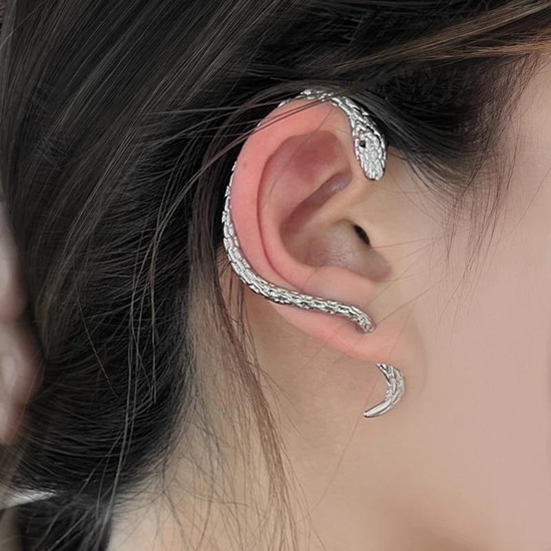 Orecchini vintage in acciaio inossidabile con gancio per l'orecchio con avvolgente serpente per donna Accessori gotici Orecchini a clip Orecchini di tendenza da donna