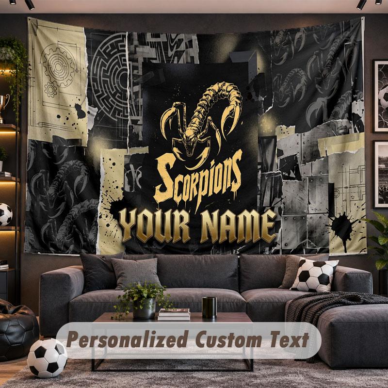 Wall Hanging Tapestry Custom NameScorpions Pattern Personalized Printed Fabric Wall Decor