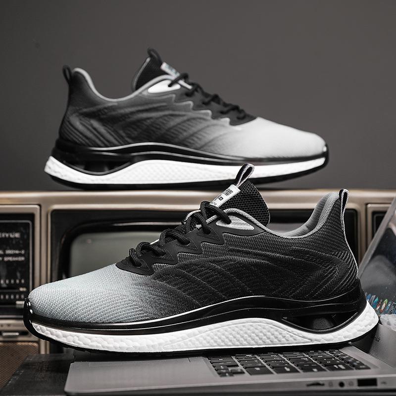Men's Shoes Spring and Summer New Fly-woven Breathable Sports Shoes Casual Mesh Popcorn Running Lightweight Shoes Shock-absorbing Running Shoes