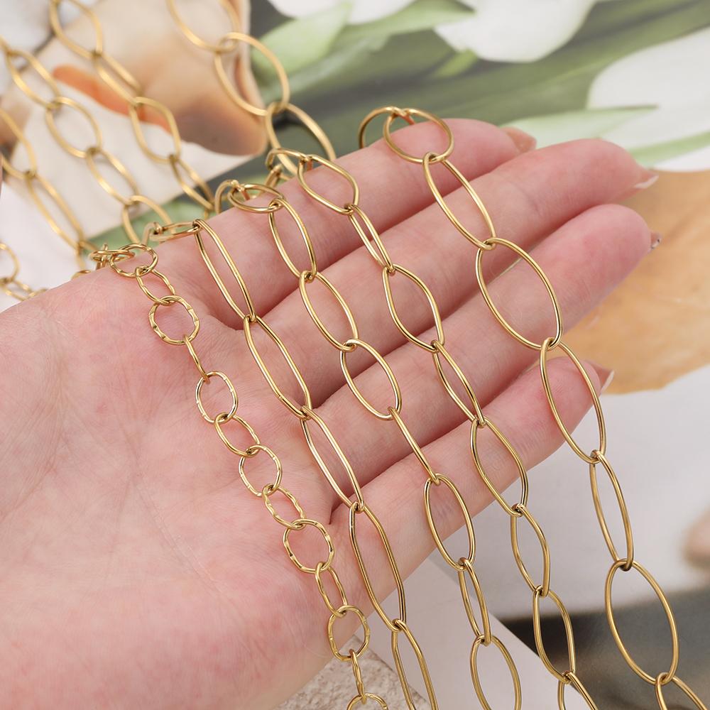1Meter/Lot 304 Stainless Steel 5 Sizes Oval Shape Handmade Chains for DIY Necklace Bracelets Jewelry Making Accessories