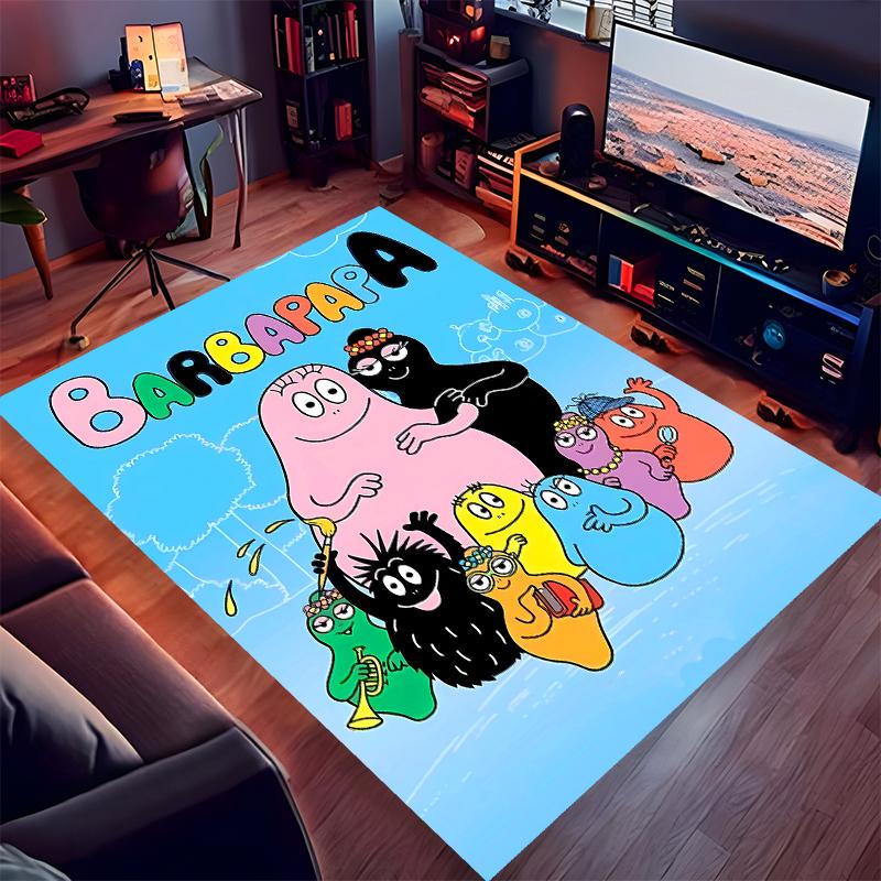 1pc Barbapapa1 Print Area Rug - Soft, Washable Non-Slip Indoor Mat for Office Chairs, Living Room, Home Office Decorative Rug