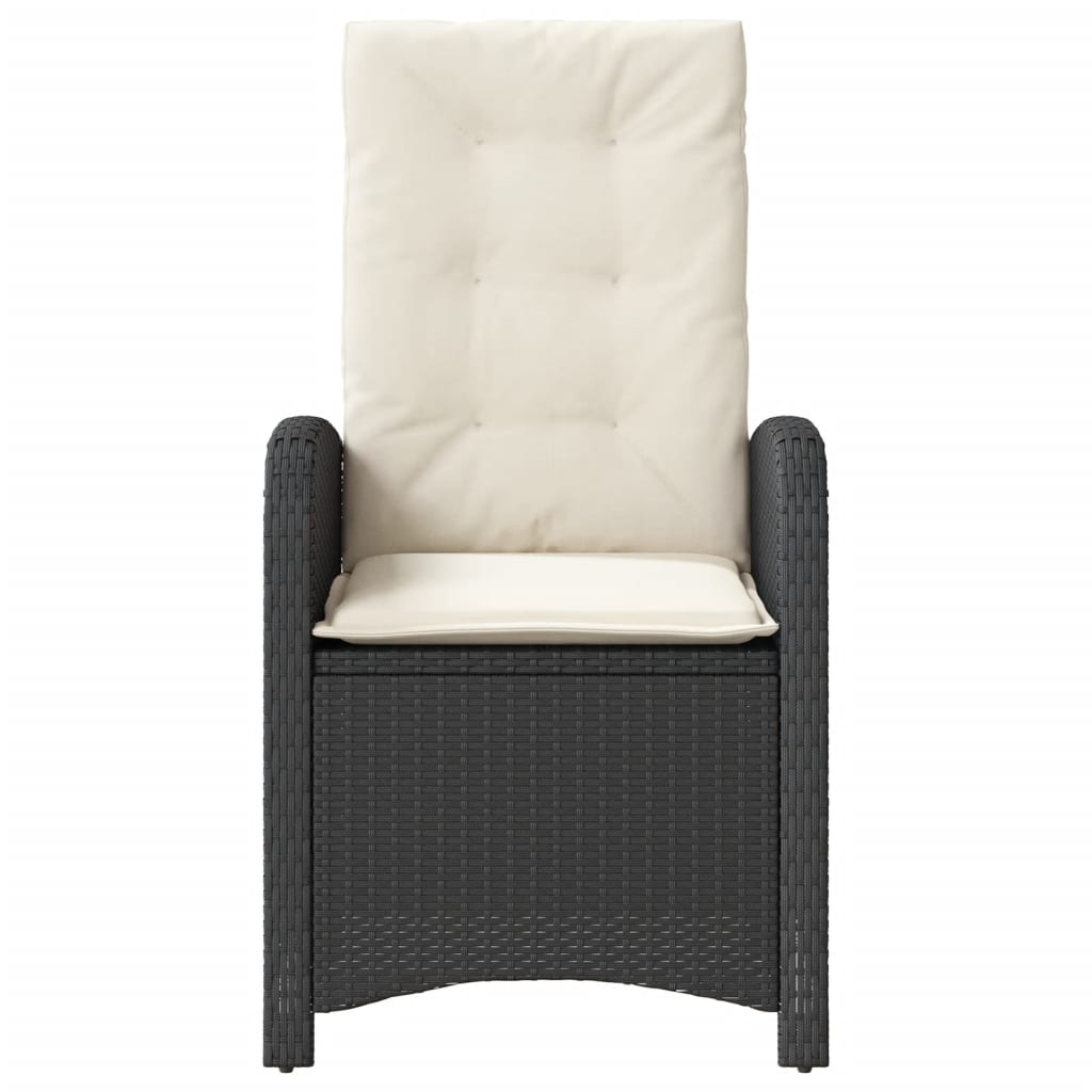 Vidaxl Folding Garden Chairs, 2 Pcs, Cushions, Black Rattan Pe