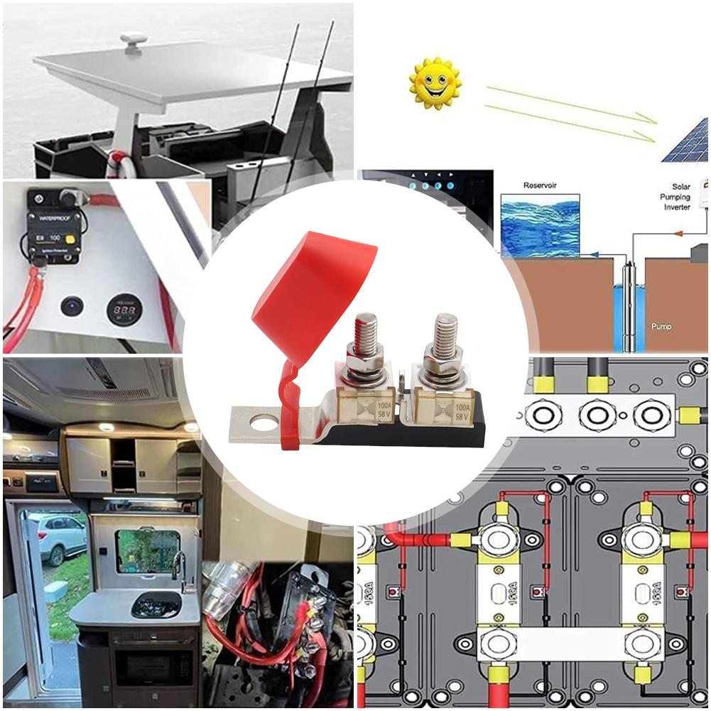 2 Way Fuse Holder 30A-500A Dual Terminal Fuse Block Two Stud Fuse Holder Marine Rated Compact Fuse Holder for Boats Car