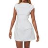 Spring New Arrival Dress Women's Fashion Elegant Solid Color Crew Neck High Waist Slim Fit Casual Party Dress for Women European American Style