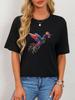 Colorful Abstract Hummingbird Graphic Print T-shirt