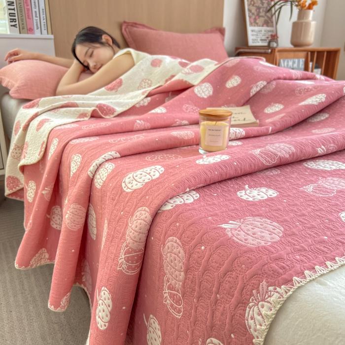 Cotton jacquard three-layer yarn wool towel quilt pure cotton lunch break blanket sofa cover blanket shawl blanket