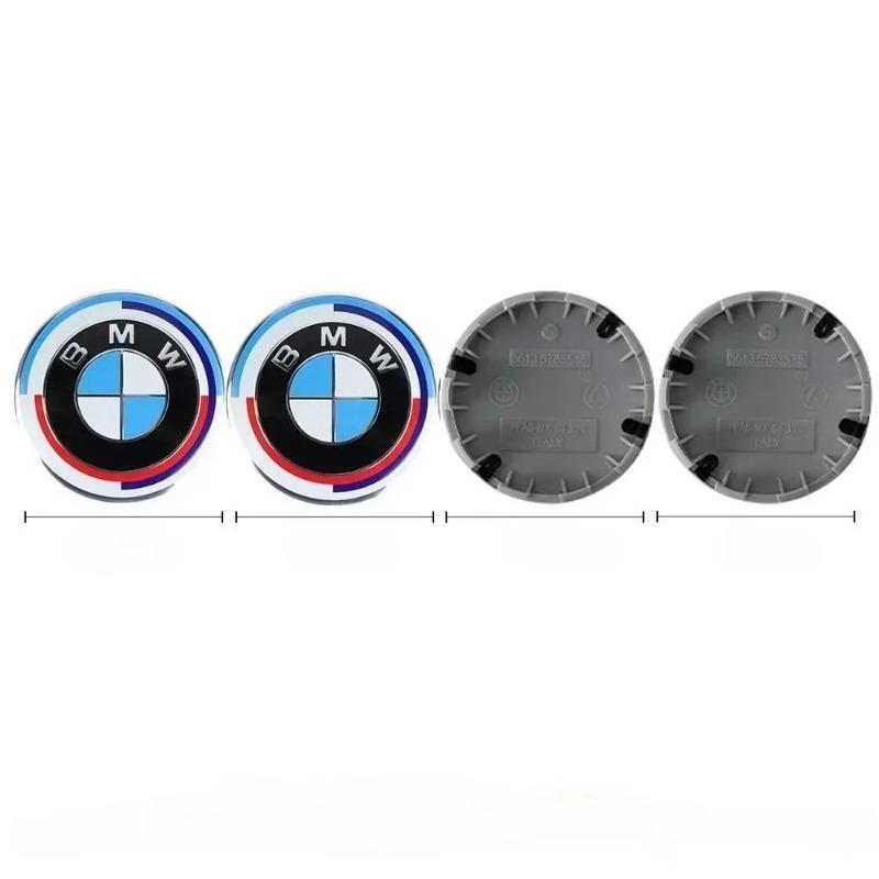 4 SZTUKI 56mm/68mm Nakrętka Piasty Koła Samochodowego BMW ze Stopu Aluminium 50. Rocznica Nakrętka Środkowa, Styl Pamiątkowy Zmodyfikowana Naklejka na Nakrętkę Piasty. Akcesoria do Kół.