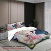 Softville Cozy Town 3PC Bedding Sets Lop Rabbit Sitting Under Mushroom Pint Duvet Cover No Filling Cartoon Style Queen King Size